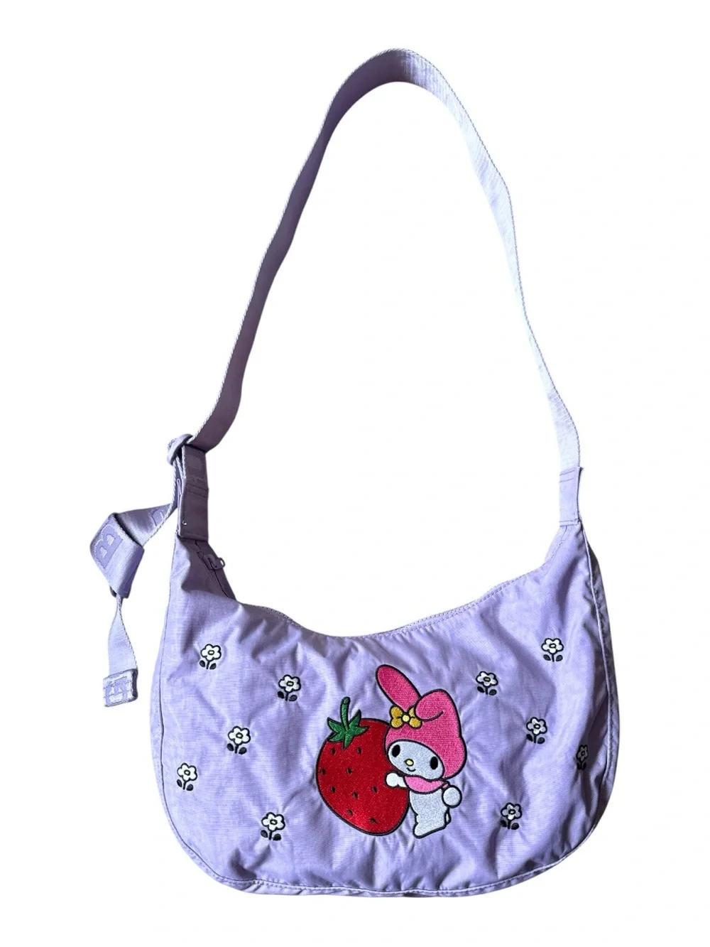 BAGGU x Hello Kitty Medium Nylon Crescent Shoulder Bag Lavender My Melody NWT